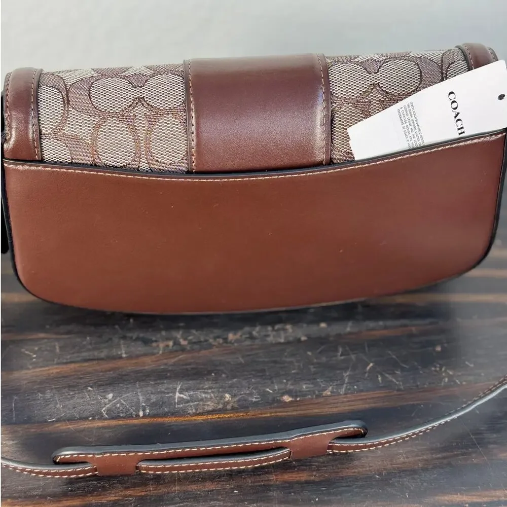 NWT Coach Andrea Shoulder bag‎ in Brown Signature Jacquard